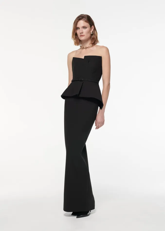 Women Roland Mouret Clothing Strapless Draped Crepe Gown