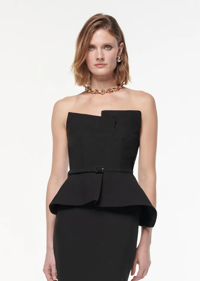 Women Roland Mouret Clothing Strapless Draped Crepe Gown