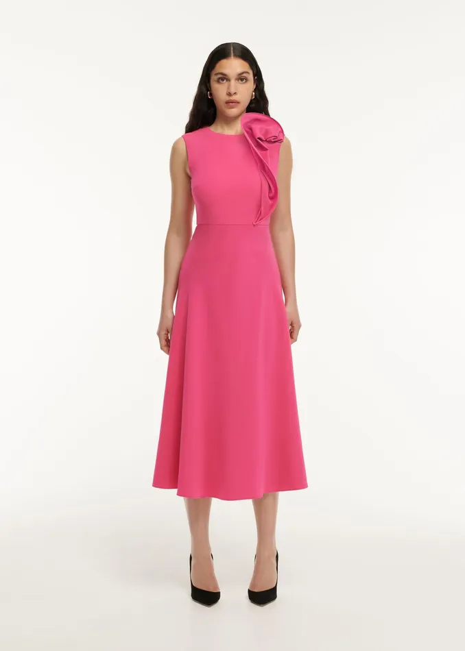Women Roland Mouret Clothing Stretch Cady Drape Detail Midi Dress