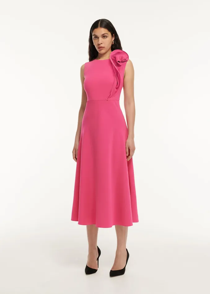 Women Roland Mouret Clothing Stretch Cady Drape Detail Midi Dress