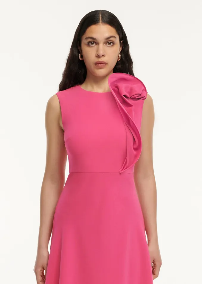 Women Roland Mouret Clothing Stretch Cady Drape Detail Midi Dress