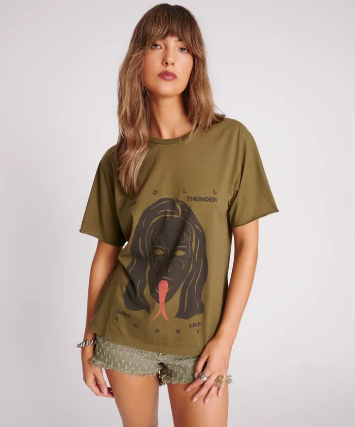 Women ROLL LIKE THUNDER BOYFRIEND TEE One Teaspoon Tees and Tanks