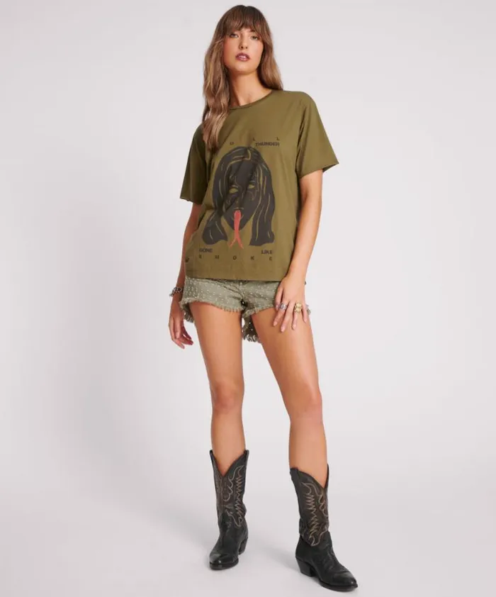Women ROLL LIKE THUNDER BOYFRIEND TEE One Teaspoon Tees and Tanks