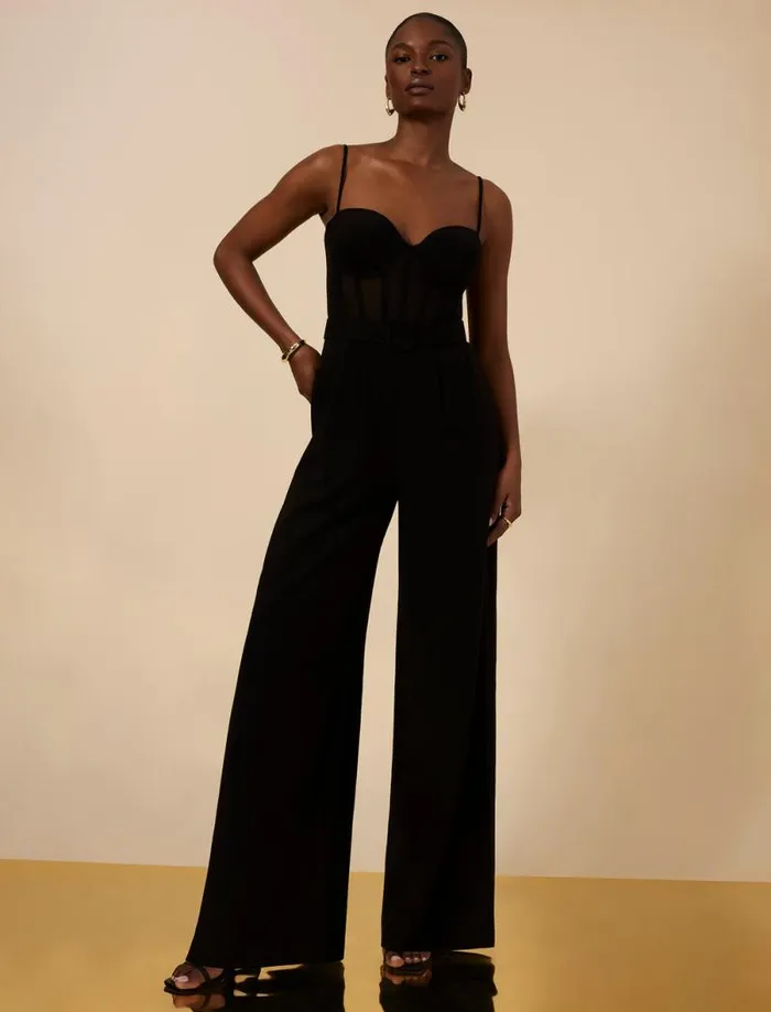 Women Roosevelt Bustier Jumpsuit Black BCBG Dresses