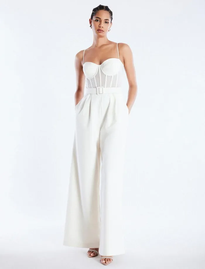 Women Roosevelt Bustier Jumpsuit Gardenia BCBG Dresses