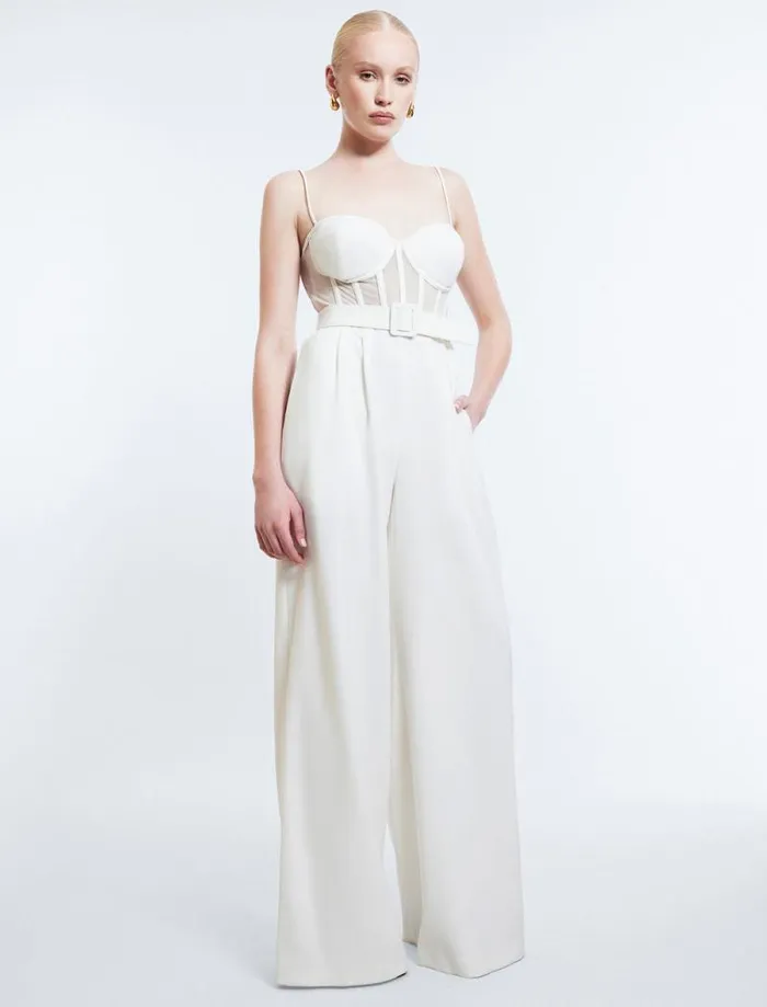 Women Roosevelt Bustier Jumpsuit Gardenia BCBG Dresses
