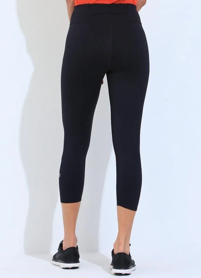 Women Running Crop Black Dona Jo Leggings and Capris