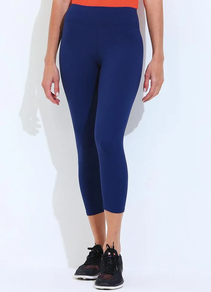 Women Running Crop Navy Dona Jo Leggings and Capris