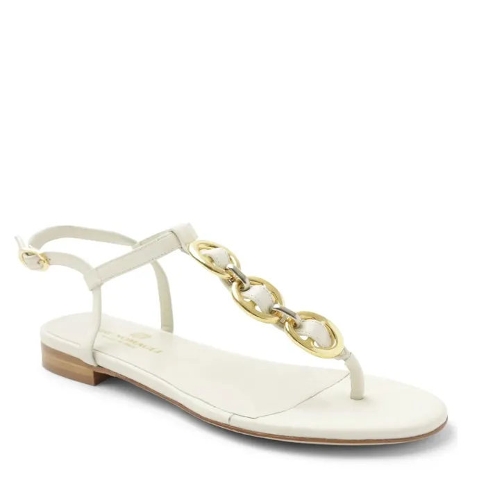 Women Sandals and Slides Bruno Magli Marina Leather Embellished Thong Sandal 8211 Off White