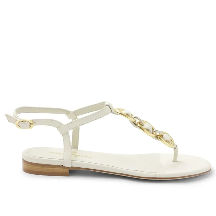 Women Sandals and Slides Bruno Magli Marina Leather Embellished Thong Sandal 8211 Off White