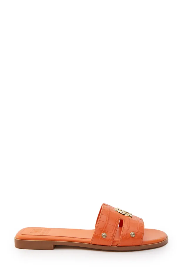 Women Sandals and Slides Holland Cooper Monogram Slides Orange Croc