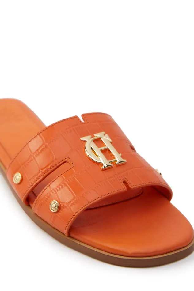 Women Sandals and Slides Holland Cooper Monogram Slides Orange Croc