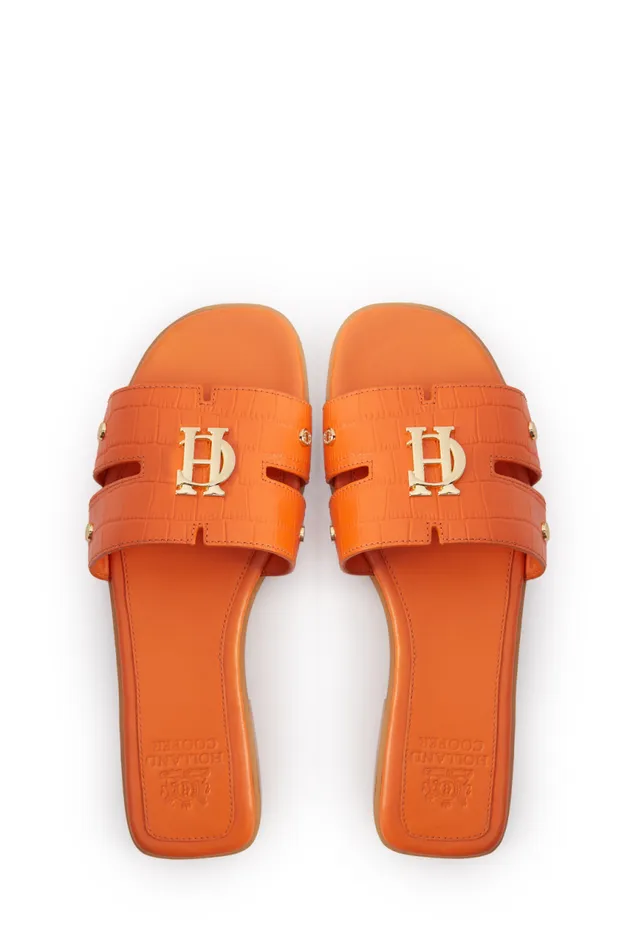 Women Sandals and Slides Holland Cooper Monogram Slides Orange Croc