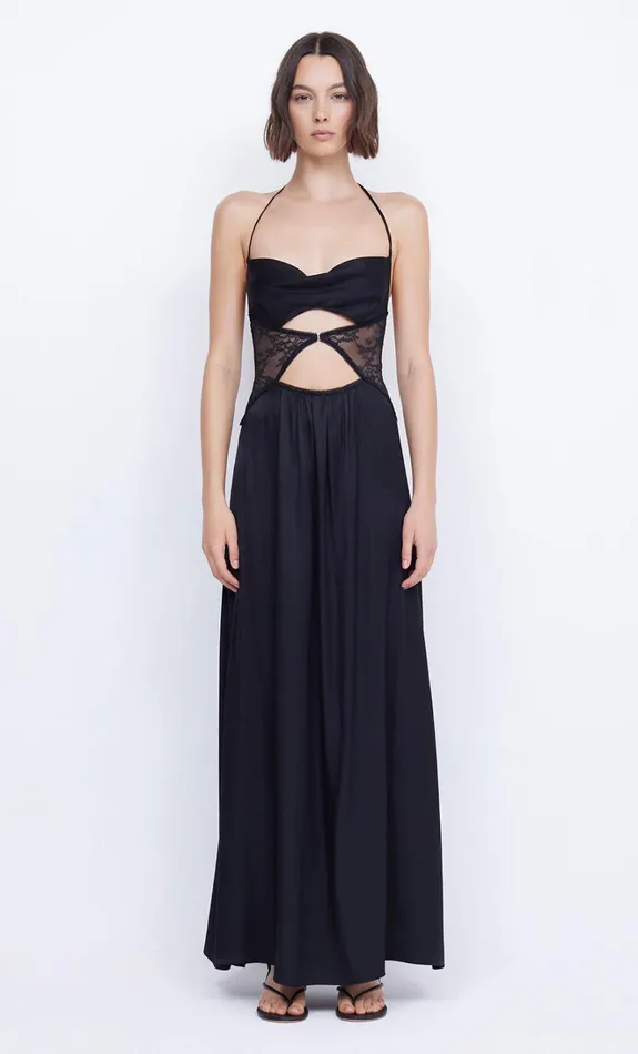 Women SANTAL HALTER MAXI DRESS 8211 BLACK Bec Bridge Wedding Guest