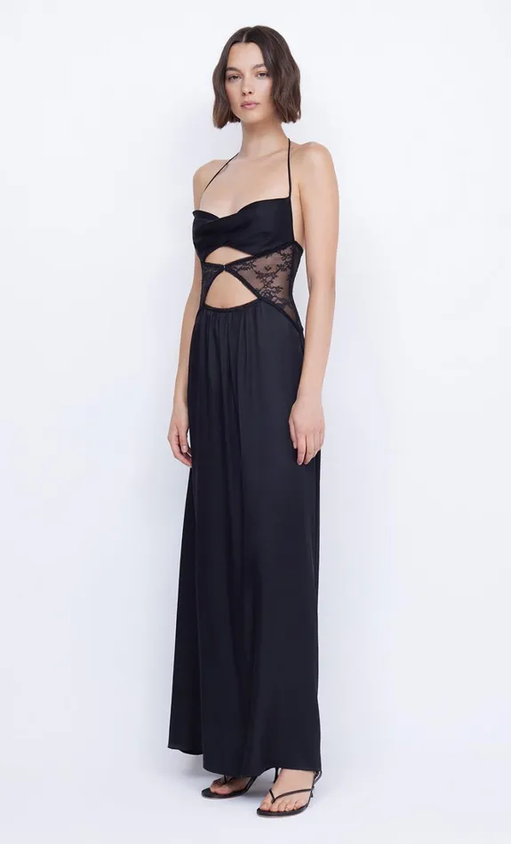 Women SANTAL HALTER MAXI DRESS 8211 BLACK Bec Bridge Wedding Guest