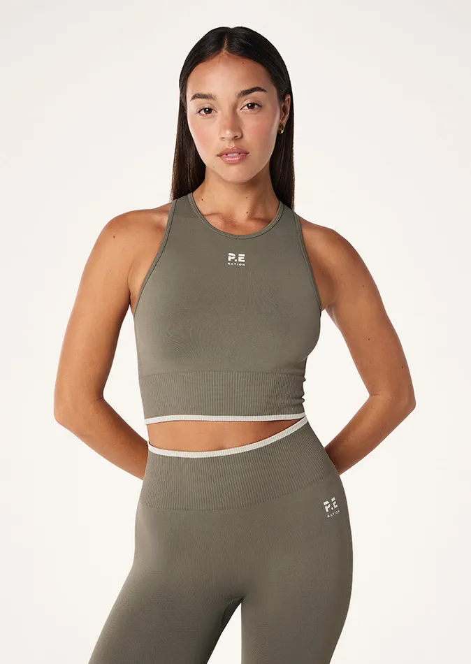 Women Seamless PE Nation RESTORE SEAMLESS TANK IN KHAKI