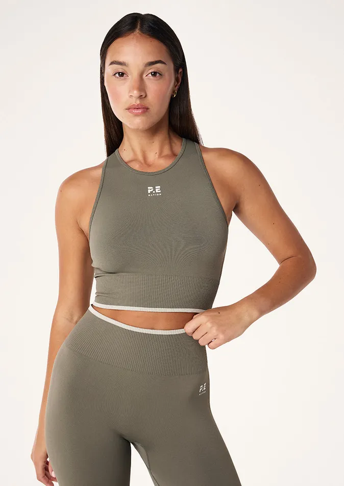 Women Seamless PE Nation RESTORE SEAMLESS TANK IN KHAKI