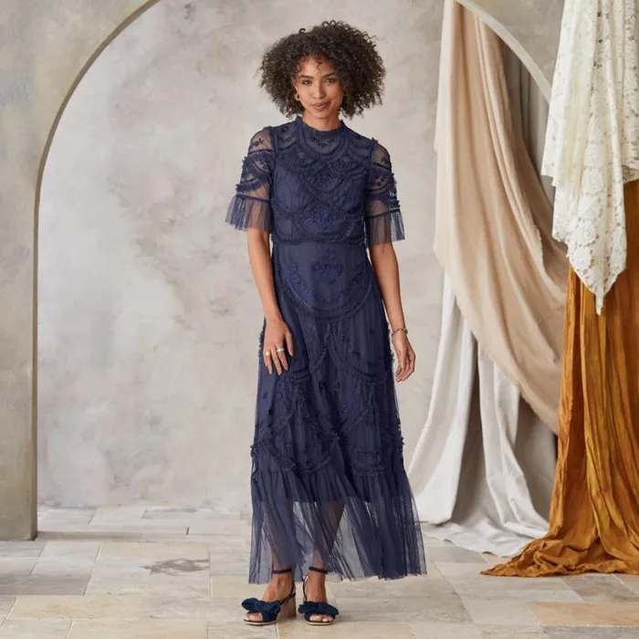 Women Shantel Dress Petite Navy Sundance Catalog Dresses and Jumpsuits