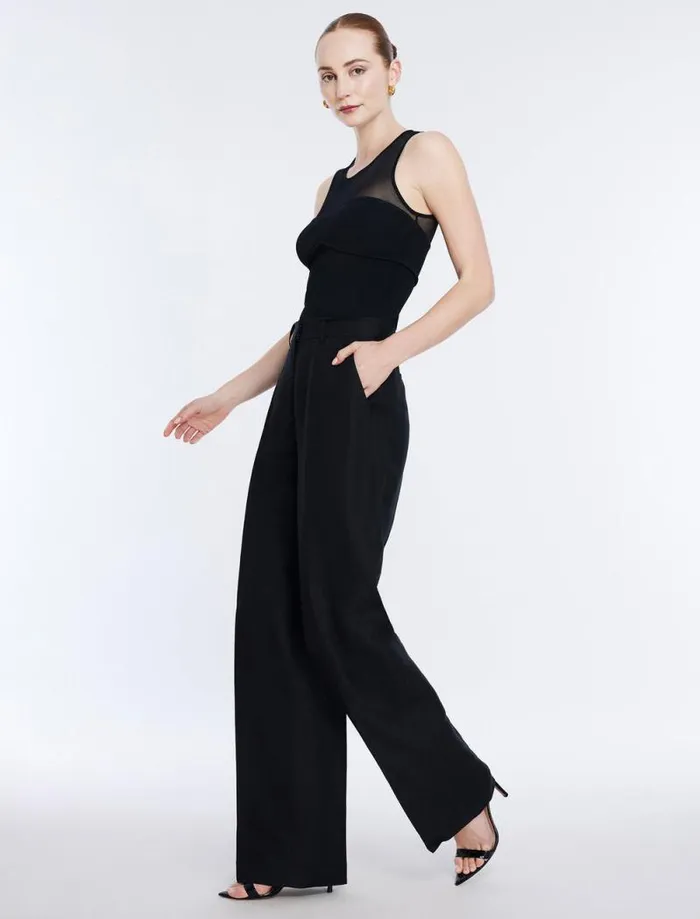 Women Sheer Yoke Knit Top Black BCBG Tops Women Sheer Yoke Knit Top Black BCBG Tops