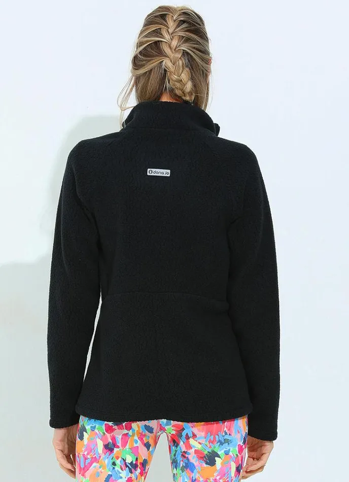 Women Sherpa Halfzip Black Dona Jo Jackets