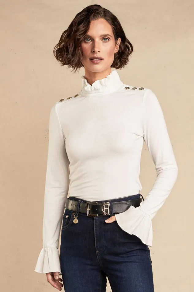 Women Shirts and Blouses Holland Cooper Lilibet Jersey Tee White