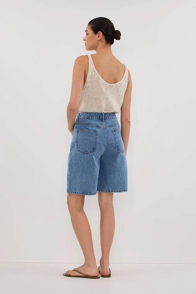 Women Shorts DISSH BAMBI MED BLUE BERMUDA DENIM SHORT