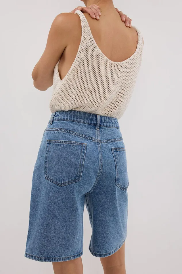 Women Shorts DISSH BAMBI MED BLUE BERMUDA DENIM SHORT
