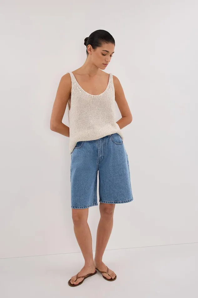 Women Shorts DISSH BAMBI MED BLUE BERMUDA DENIM SHORT