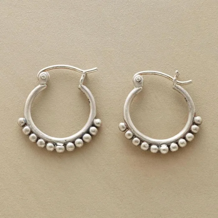Women Silver Bead Hoop Earrings Sundance Catalog Earrings