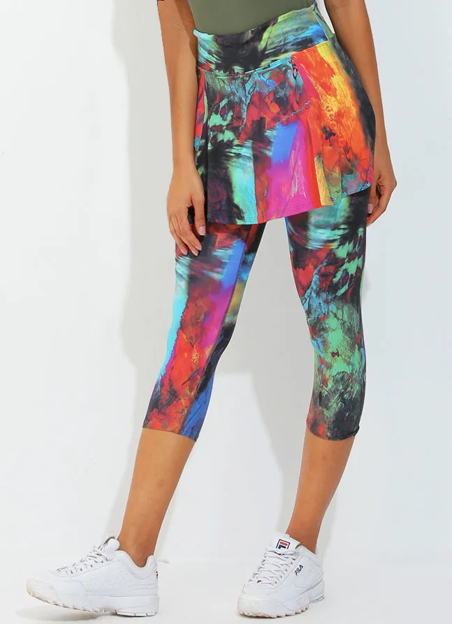 Women Skirted Capri Pied Dona Jo Skirted Leggings and Capris