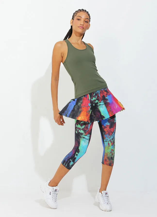 Women Skirted Capri Pied Dona Jo Skirted Leggings and Capris