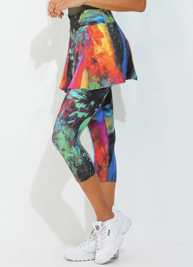 Women Skirted Capri Pied Dona Jo Skirted Leggings and Capris
