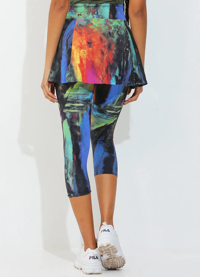 Women Skirted Capri Pied Dona Jo Skirted Leggings and Capris