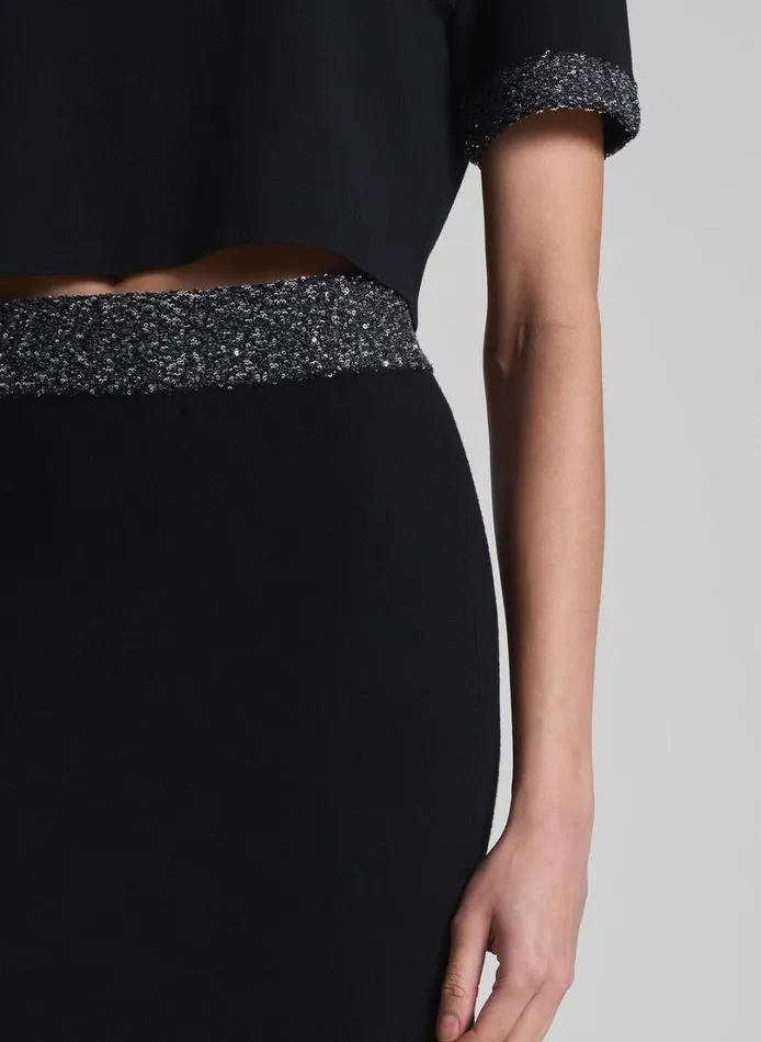 Women Skirts ALC Jane Sequin Embellished Knit Midi Skirt Blacksilver
