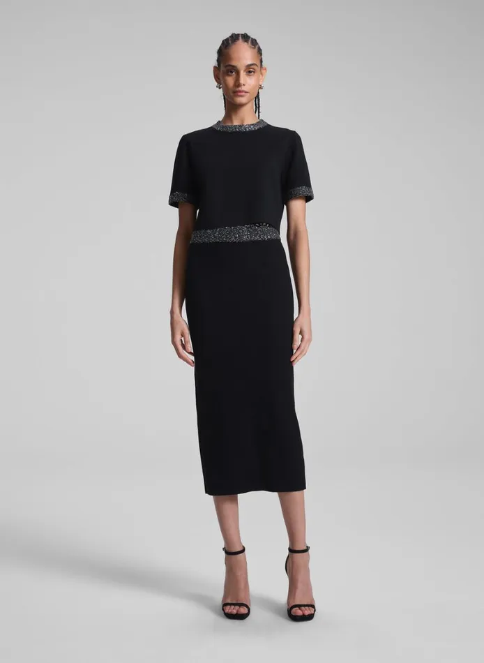 Women Skirts ALC Jane Sequin Embellished Knit Midi Skirt Blacksilver