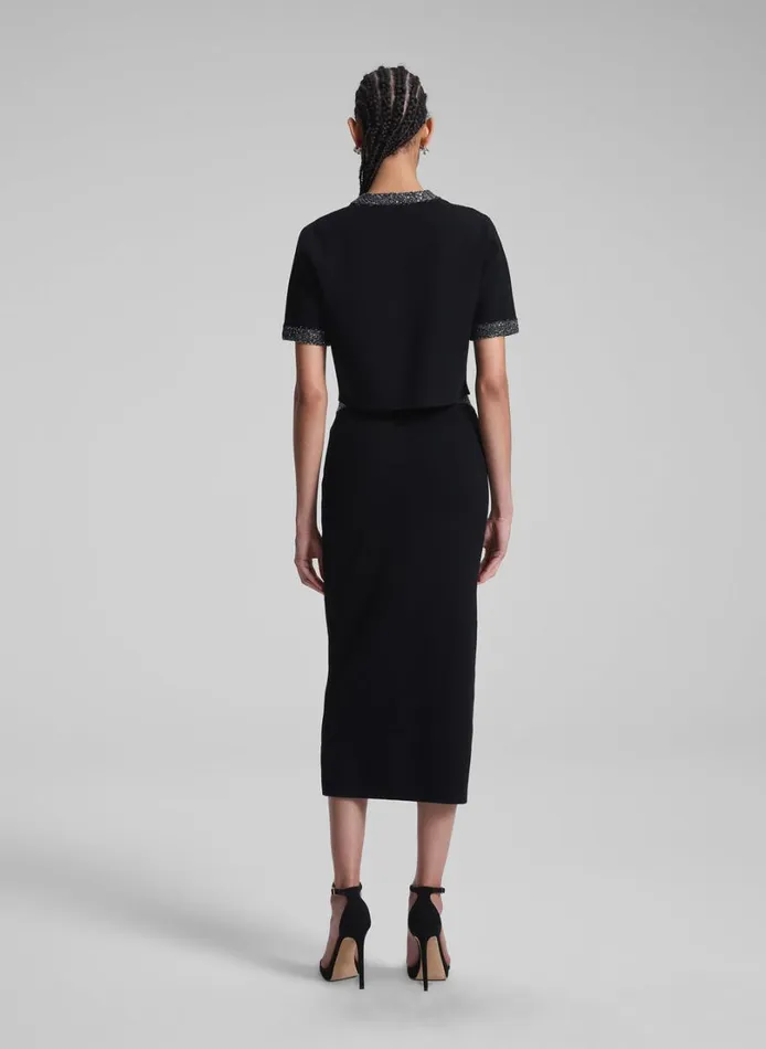 Women Skirts ALC Jane Sequin Embellished Knit Midi Skirt Blacksilver