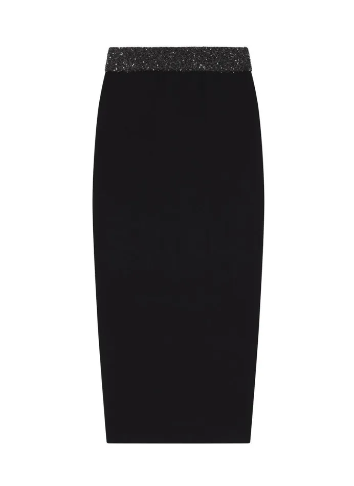 Women Skirts ALC Jane Sequin Embellished Knit Midi Skirt Blacksilver