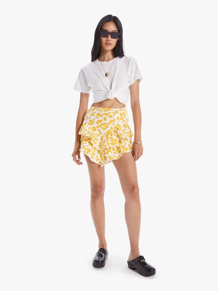 Women Skirts Mother Denim The Ruffle Mini Skirt Yellow