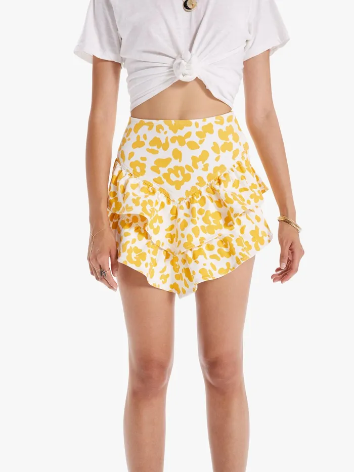 Women Skirts Mother Denim The Ruffle Mini Skirt Yellow
