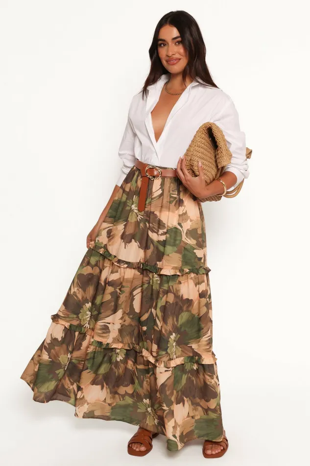 Women Skirts Petal and Pup Beth Midi Skirt Dark Floral