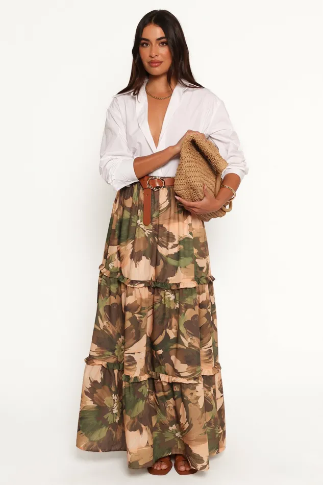Women Skirts Petal and Pup Beth Midi Skirt Dark Floral