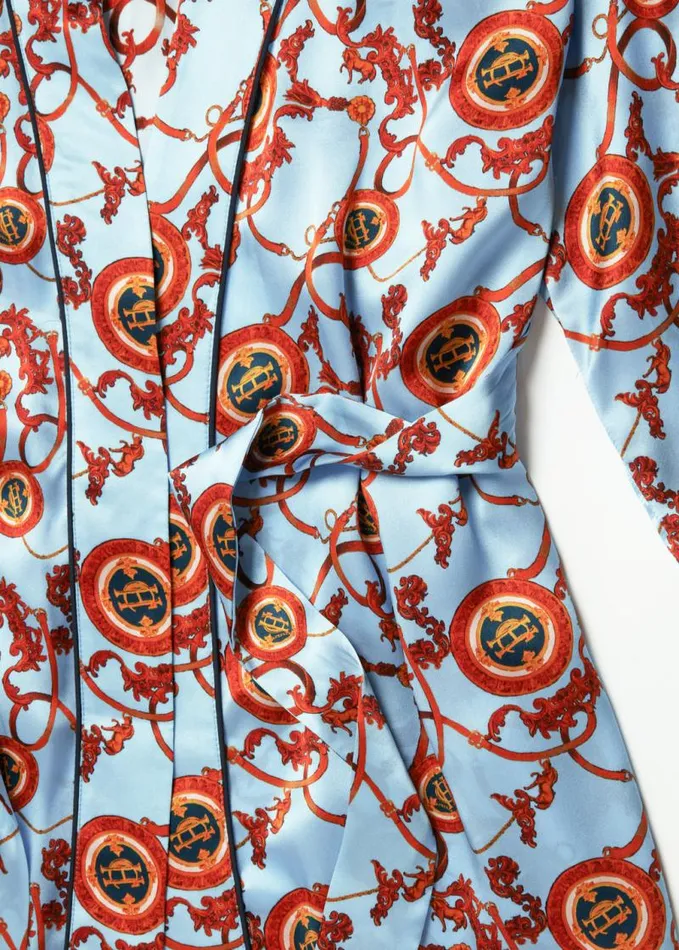 Women Sleepwear Holland Cooper Silk Full Length Dressing Gown Sky Blue