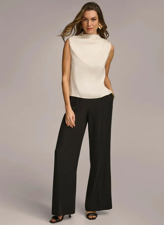 Women SLEEVELESS DRAPED MOCKNECK TOP Cream Donna Karan New York Sweaters And Tops Women SLEEVELESS DRAPED MOCKNECK TOP Cream Donna Karan New York Sweaters And Tops