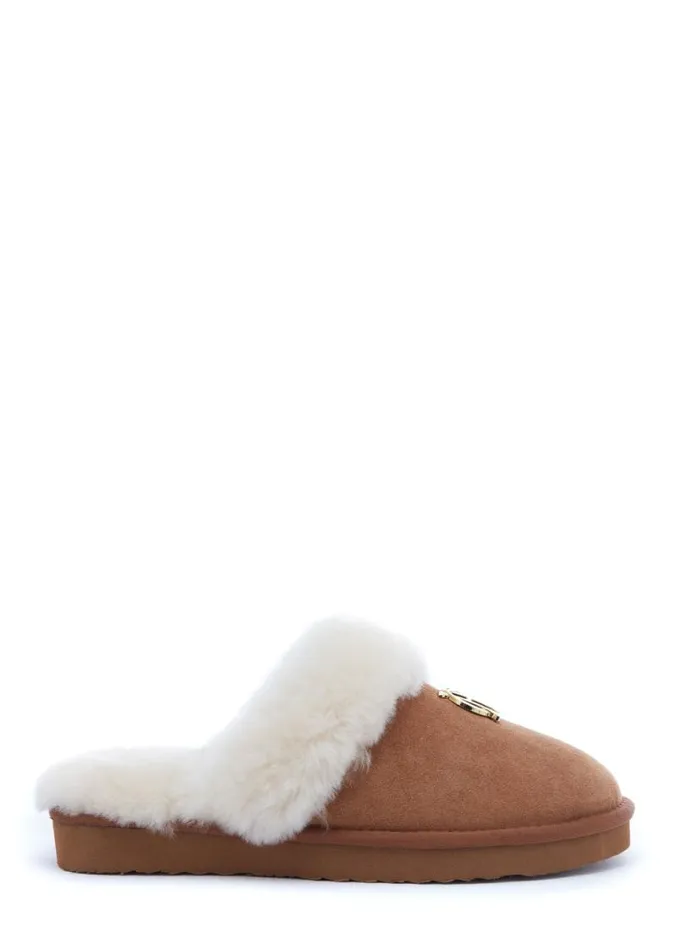 Women Slippers Holland Cooper HC Shearling Slipper Tan