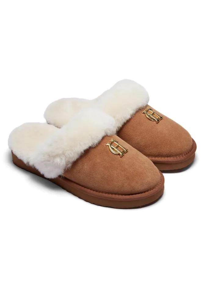 Women Slippers Holland Cooper HC Shearling Slipper Tan
