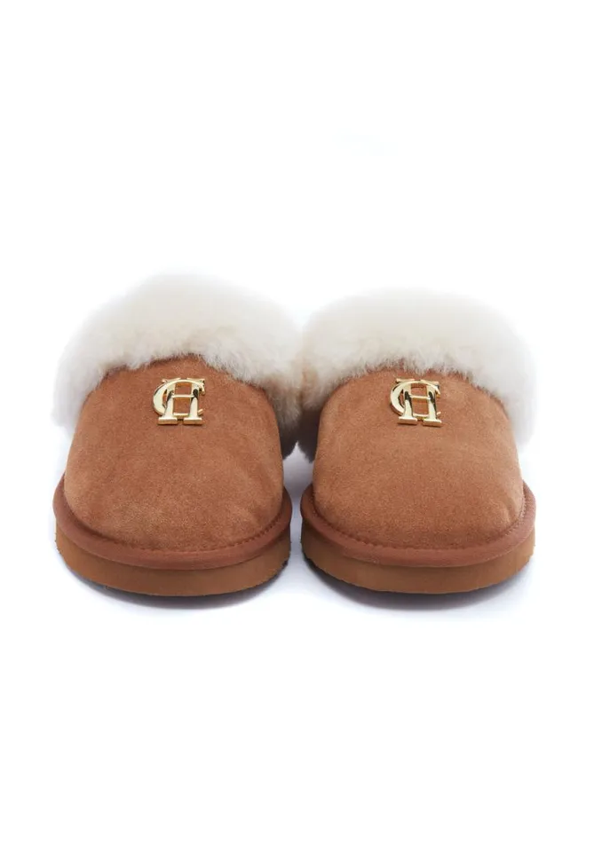 Women Slippers Holland Cooper HC Shearling Slipper Tan