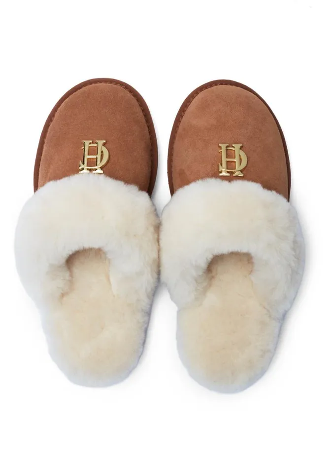 Women Slippers Holland Cooper HC Shearling Slipper Tan