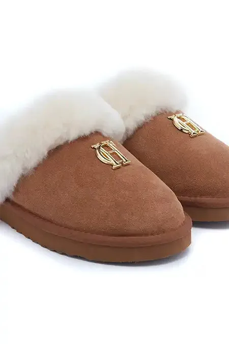 Women Slippers Holland Cooper HC Shearling Slipper Tan