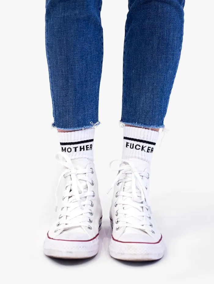 Women SocksLaces Mother Denim Baby Steps White