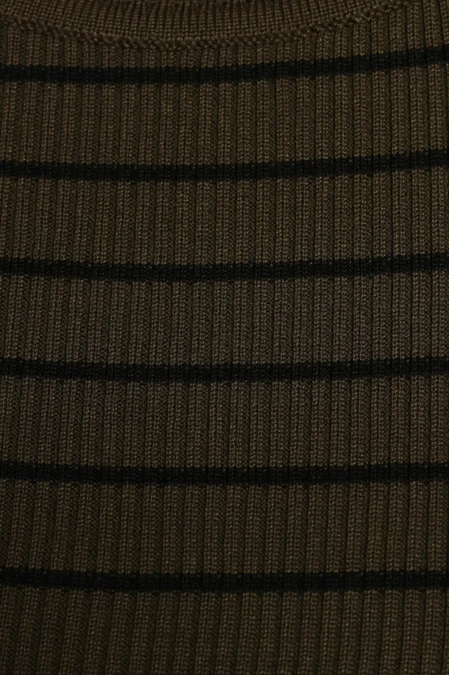 Women Stacie Ribbed Knit Top Olive Stripe Tops Petal and Pup